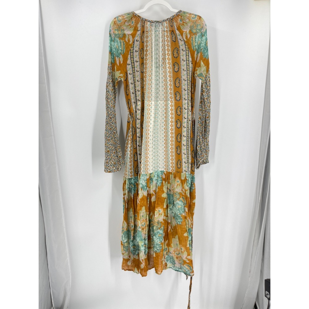 D'Ascoli Floral Paisley Maxi Dress Orange Blue Boho Resort Italian Summer Size S - Picture 13 of 14